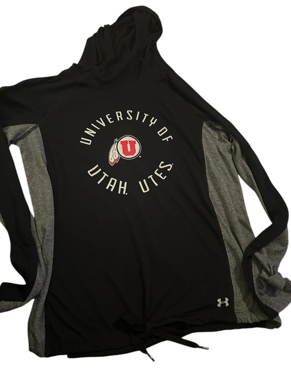 Under Armour Black & Gray University of Utah Utes Hooded Long Sleeve Top